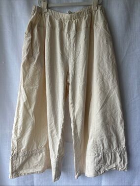 Anthropologie Daily Practice Women's Cream Wide-Leg Pull-On Pants Size Small